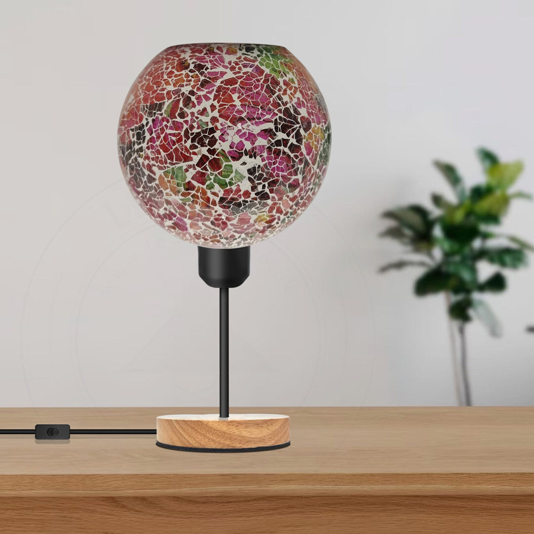 Rio Wood Desk Lamp Beige 25cm H 19cm W 19cm D