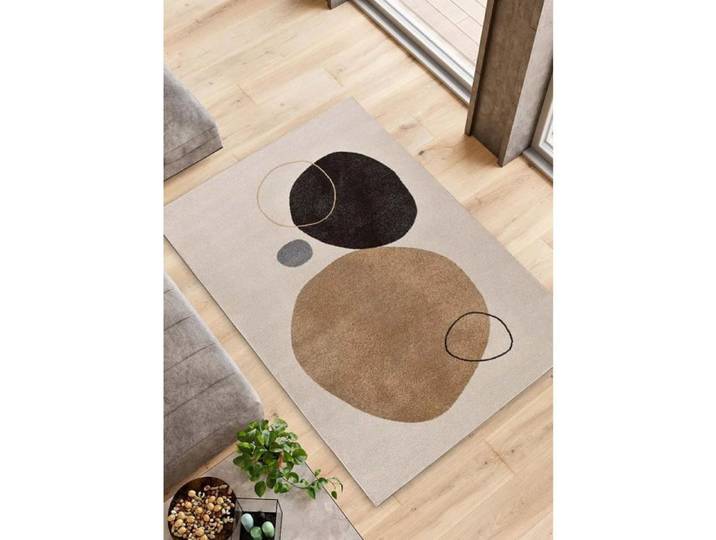 Tapis ATTICGO formes organiques 80 x 150 cm LESSIA PEBLINNE beige / noir