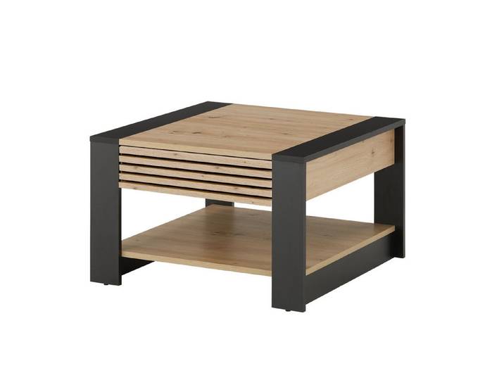 PREISBRECHER Couchtisch Feli, Schublade, Artisan Eiche Dekor, schwarz - 70x42x70 (BxHxT)