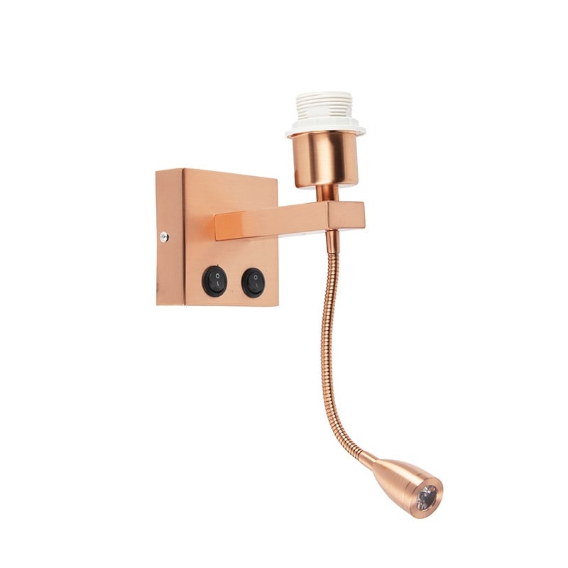 Qazqa Moderne Wandlamp Koper met Flexarm en LED - Warmwit