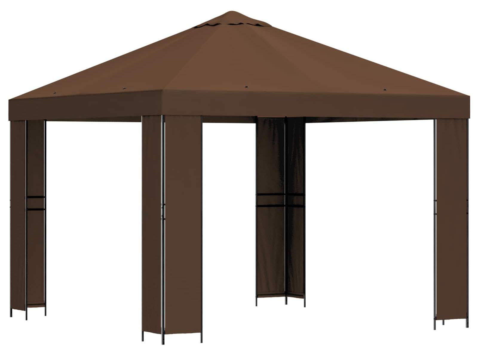 vidaXL Pavillon, 3 x 3 meter, bruin, polyester en staal
