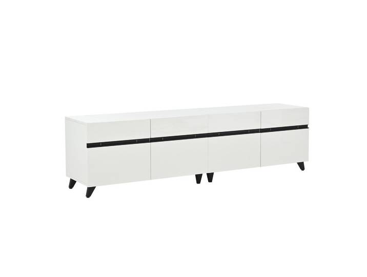 TV-SCHRANK 180 cm Hochglanz mit 4 Schränken & 8 Tischbeinen Für 80-Zoll Fernseher, verstellbare Trennwände, Stauraum