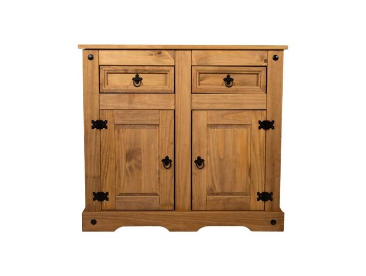 Liadomo Arizona Sideboard aus Kiefernholz im Mexican-Style mit 2 Türen und 2 Schubladen Natur, Rustikal