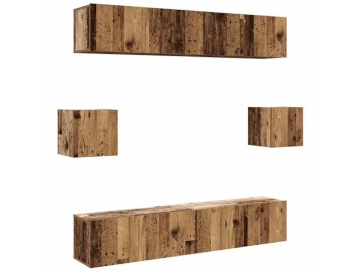 GHVBNMF 6-TLG TV-Schrank Set Wandmontage Altholz-Optik Holzwerkstoff Platzsparende Lowboards in Altholz-Optik für Wohnzimmer und Schlafzimmer mit viel Stauraum für Multimedia-Geräte.