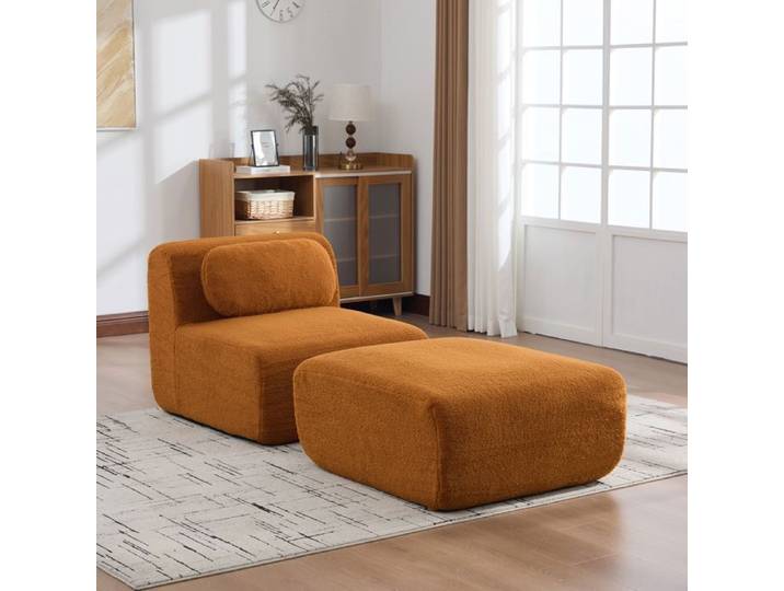 Canapé Sans Accoudoirs 177x79x71cm Chenille Caramel Modulable - Chauffeuse Sans Accoudoirs - Mousse 30D Sans Montage Confortable