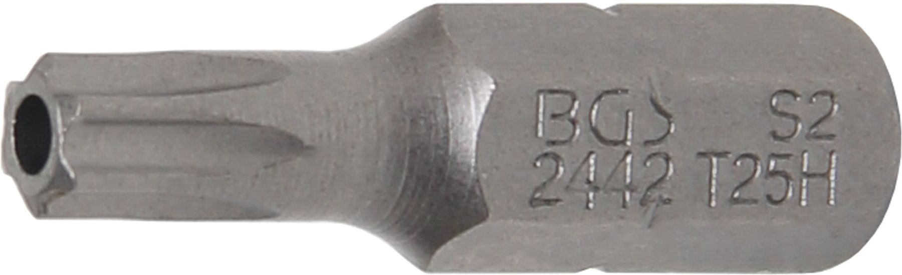 BGS Bit Länge 25 mm Antrieb Außensechskant 6,3 mm (1/4") T-Profil (für TX) mit Bohrung T25 ; BGS technic (2442)