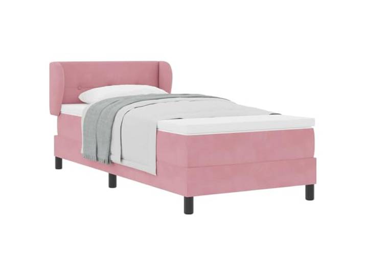 vidaXL Boxspringbett mit Kopfteil Rosa 90 x 200 cm Samt Luxuriöses Gefühl, Individueller Komfort, Robuste Konstruktion