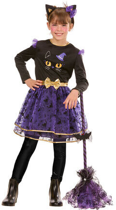Kinderkleid "Katze", lila/schwarz