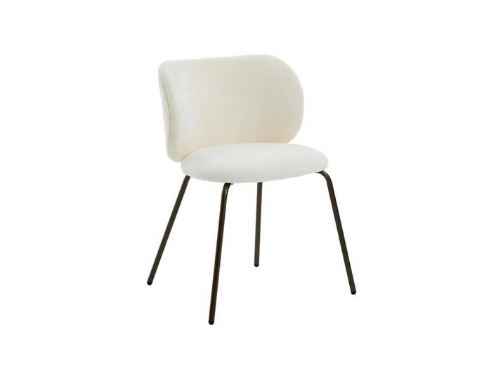 Esszimmerstuhl 1er Set Chenille Creme Weiß mit Bronze Metallbeinen, 52x80x46.5 cm, Esszimmer, Stühle