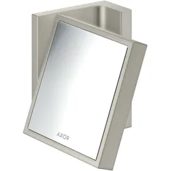 hansgrohe AXOR UNIVERSAL Rectangular Rasierspiegel, Vergrößerung 1,7-fach, neigbar, Rahmen Metall, 42649800, Farbe: Edelstahl-Optik
