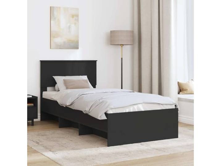 KTHLBRH Bettgestell, schwarz, 80 x 200 cm, Holz, mehrschichtig Integriertes Kopfteil, robustes Holz, modernes Design, langlebige Verwendung