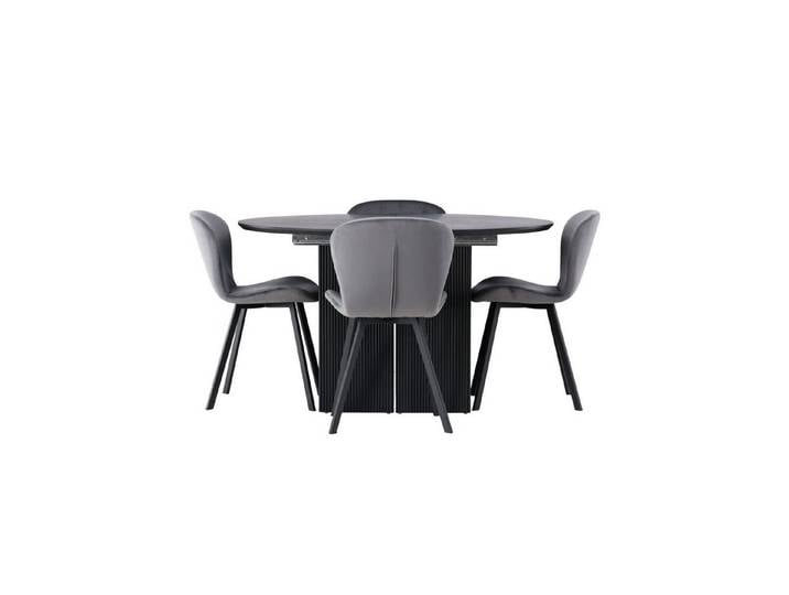ebuy24 Essgruppe Matilda Essgruppe Esstisch mit Auszug schwarz 4 St, (5-tlg)