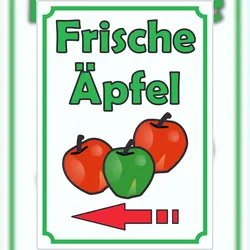 HB-Druck Werbeaufkleber mit Pfeil links Aufkleber Äpfel Hochkant Aufkleber A3 (297x420mm)
