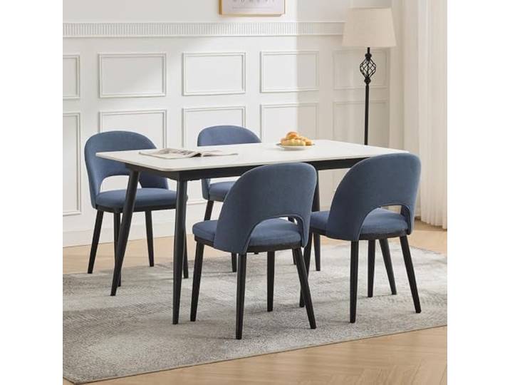 JustSmart 2er Set Moderne Esszimmerstühle, gepolsterter Sitz & Rückenlehne - stabile Küchen-/Wohnzimmerstühle mit Holzbeinen für Esstisch