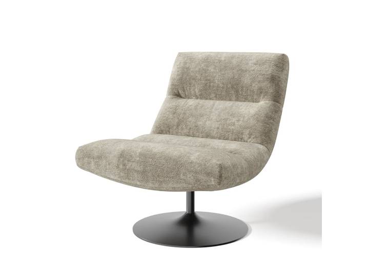 Fauteuil pivotant en velours texturé taupe