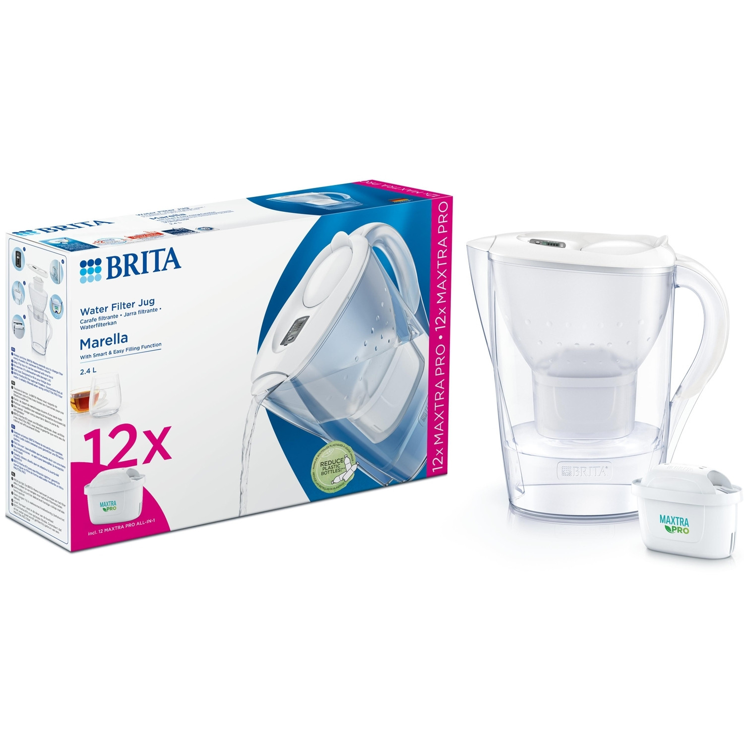 Brita Marella waterfilterkan wit 12x MicroPro MAX filters