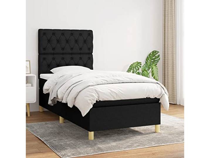 RJPLMFV Lattenrost und Matratze, Schwarz, 80 x 200 cm Verstellbarer Kopf, Taschenfedern, mittlere Unterstützung, atmungsaktiver Stoff