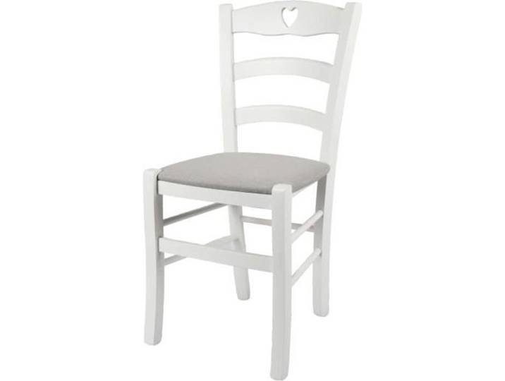 Chaise Cuore pour la Cuisine Bar et la Salle à Manger - Tommychairs - Blanc - Tissu - Bois de hêtre