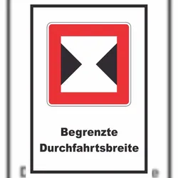 HB-Druck Begrenzte Fahrwasserbreite Durchfahrtsbreite begrenzt Symbol und Text A5 (148x210mm)