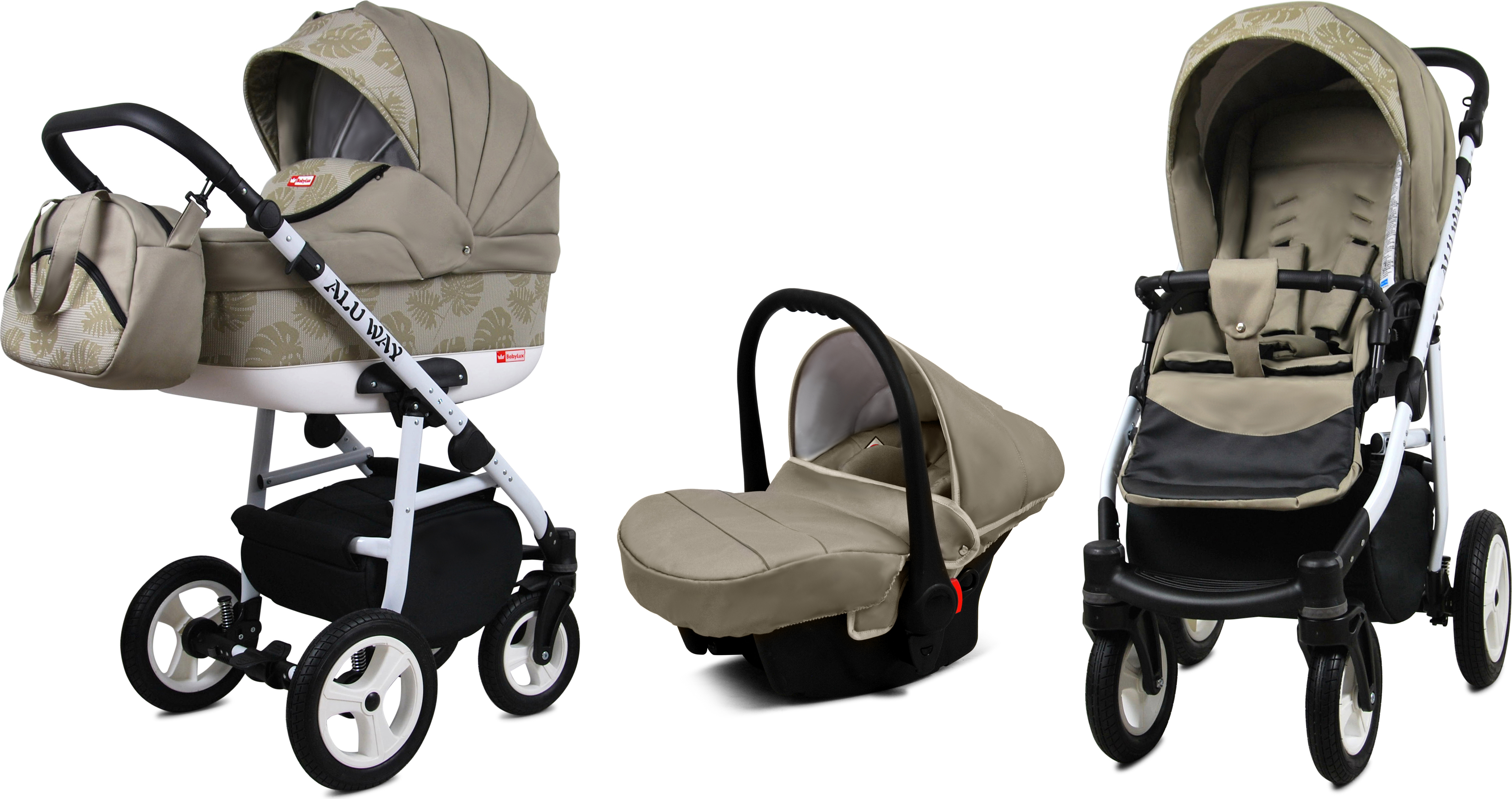 BabyLux Alu Way | 3in1 Kinderwagen | Optical Chili | Kombikinderwagen | Kinderwagenset