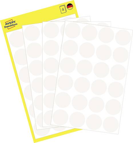 Avery-Zweckform 3170 Markierungspunkte Etiketten Ø 18mm Weiß 96 St. Permanent haftend Papier