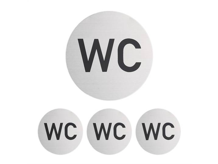 4er-Set WC Schild selbstklebend Schwarz-Silber