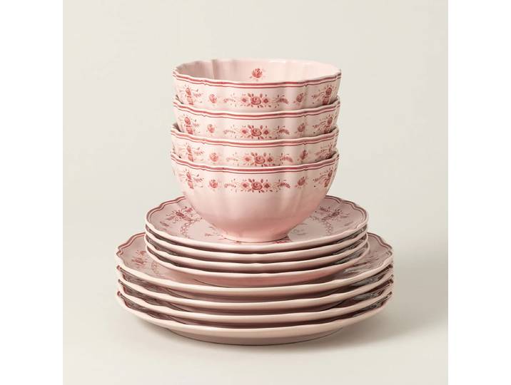Service de table Vila Type B 12 pièces Rouge/Rose