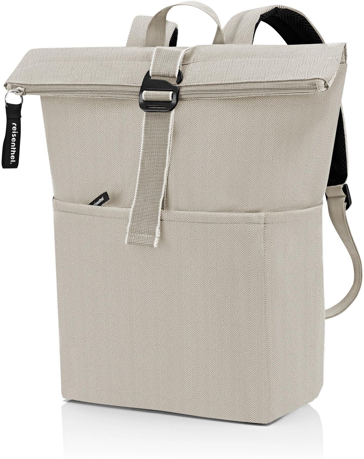 Freizeitrucksack REISENTHEL "Rolltop Backpack Herringbone Sand", beige (natur), Rucksäcke, Damen, Freizeitrucksack natur Einheitsgröße