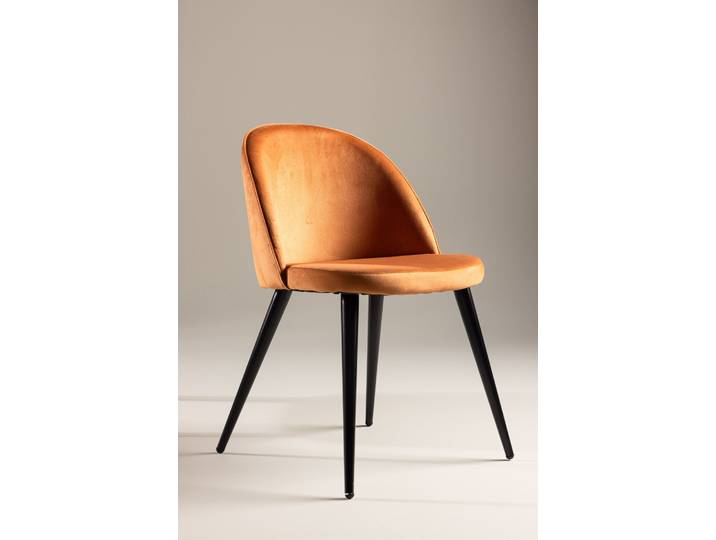 Esszimmerstuhl VENTURE HOME Velvet, 2er-Set Esszimmerstühle mit Samtbezug, 150 kg belastbar , orange (schwarz, rostorange, schwarz, rostorange), B:50cm H:77cm T:55cm, Holzwerkstoff, Polyester, Schaumstoff, Stahl, Stühle, Esszimmerstuhl, Polsterstuhl, weicher Bezug, Metallbeine, abgerundet