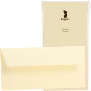 Rössler-Papier Briefumschläge ivory, DIN lang, ohne Fenster, nassklebend, 100g/m², 20 Stück
