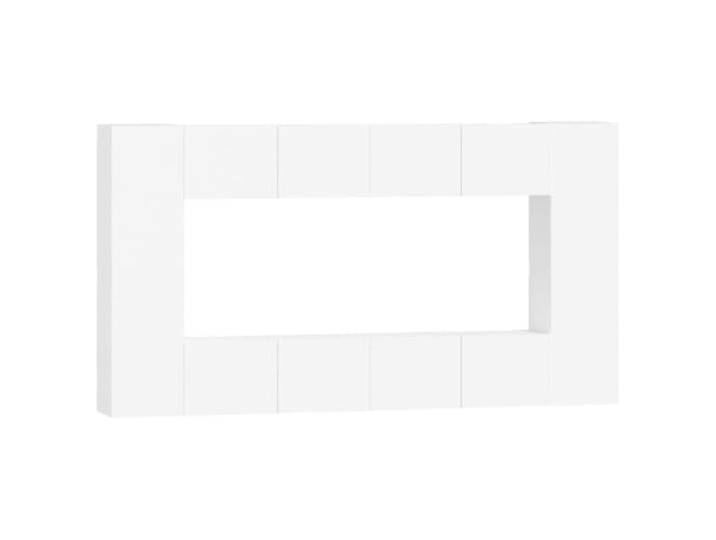 Favemtsl 8-tlg. TV-Schrank-Set Weiß, Hängend Holzwerkstoff Schrank Platzsparende Wandmontage für Wohnzimmer und Schlafzimmer, flexible Anordnung mit viel Stauraum für Medien.