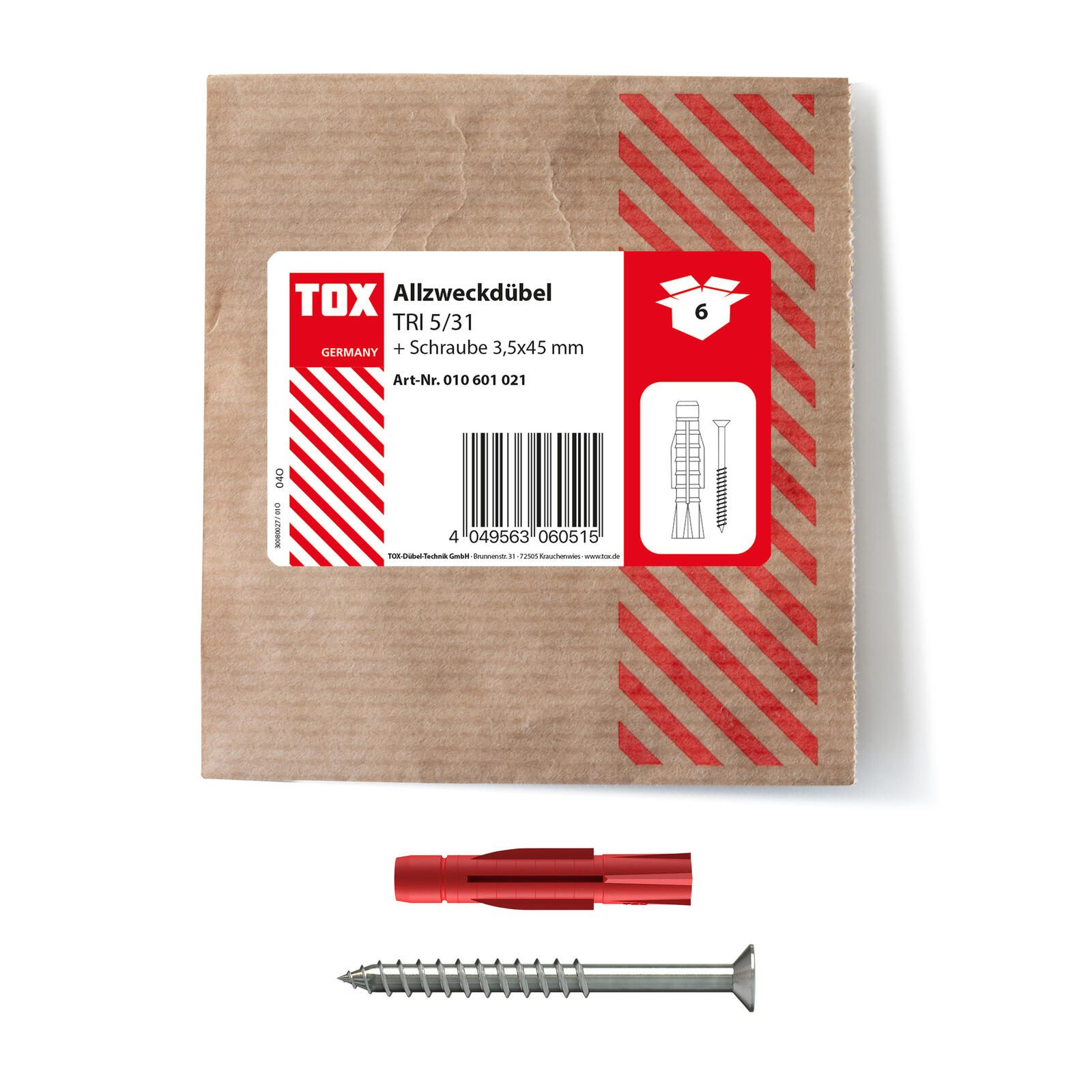 TOX TRI 5/31 Dübel-Schrauben Set 5 x 31 mm, 6 St. 010601021