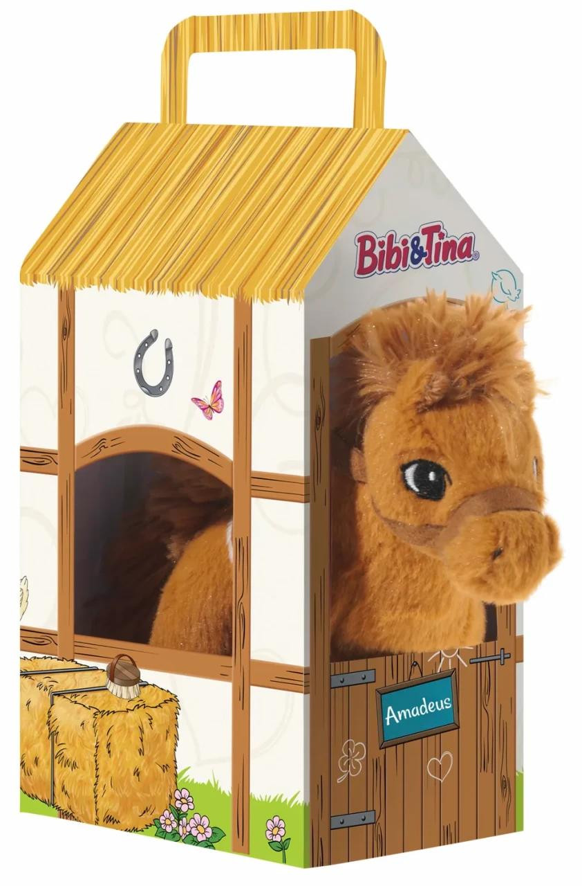 Heunec Bibi en Tina Amadeus het paard pluche knuffel met stal 18 cm