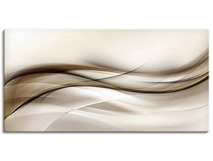 ARTLAND Wanddeko Leinwand Bilder Wandbild 100x50 cm Modern Abstrakt Muster Welle Rauch Abstrakte Kunst Braun T9LI