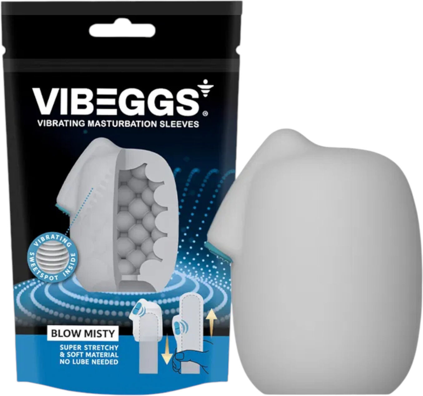 VIBEGGS Blow Misty - vibrating egg masturbator (white)