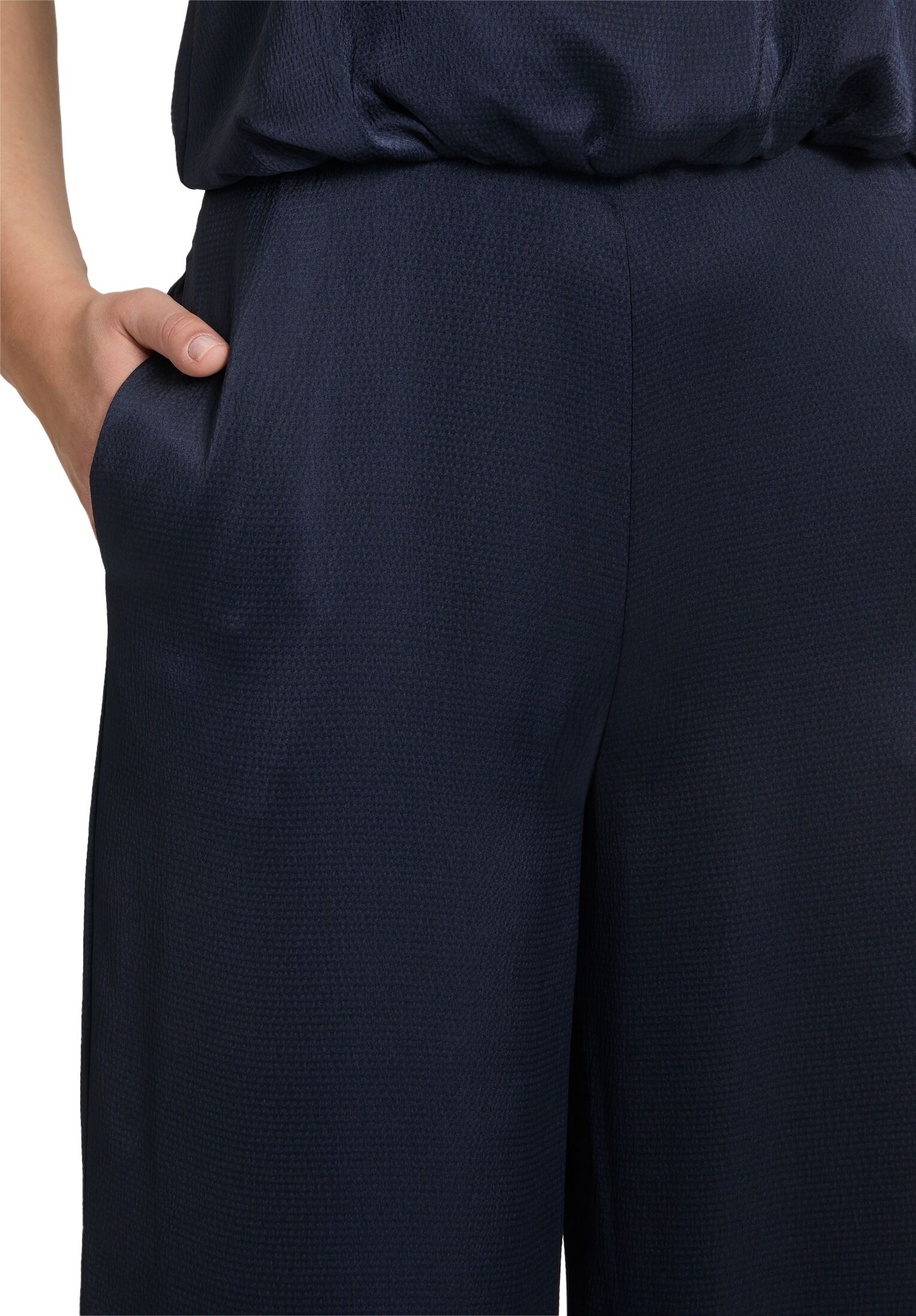 Jumpsuit VERA MONT "Jumpsuit mit Taschen", Damen, Gr. 46, EURO, blau (night sky), Obermaterial: 98% Polyester Pol. recyc.. 2% Elasthan EL., Overalls Jumpsuit