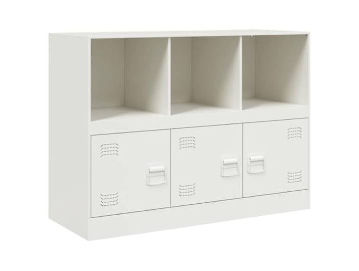 KGHFDVB Sideboard Weiß 99x39x73 cm Stahl Kaltgewalzter Stahlrahmen, 3 Griffe, Viel Stauraum, Pflegeleicht, Wohnzimmer