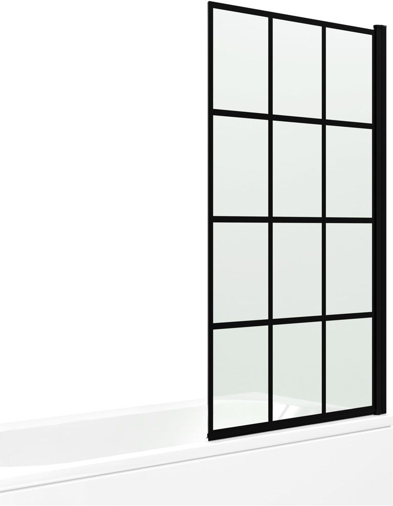 iBathUK Black Designer Crittall Bath Screen Shower Enclosure 1000 x 1400mm Chrome