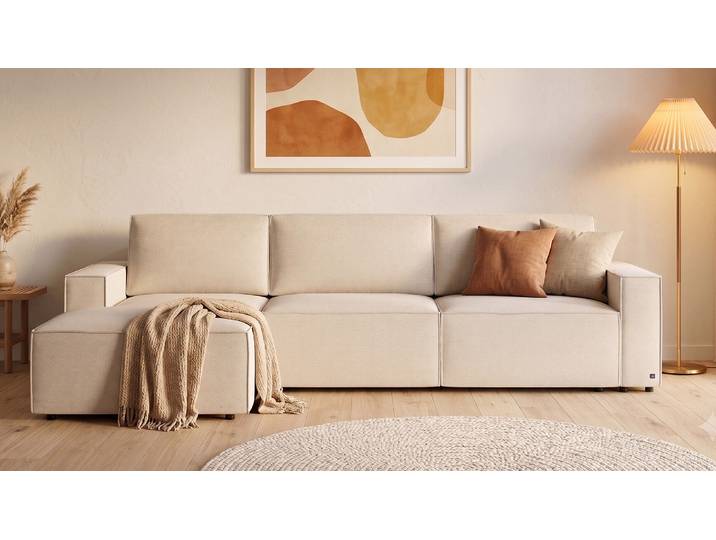 LOUNGE Ecksofa in Creme Ecru von BRUNO Großzügig & seitlich ausklappbar