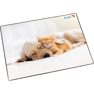 Läufer Schreibunterlage 46657, mehrfarbig, Kunststoff, Hund und Katze, 53 x 40cm