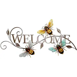 Wand Schild Welcome Garten Haustür Dekoration Bienen Design
