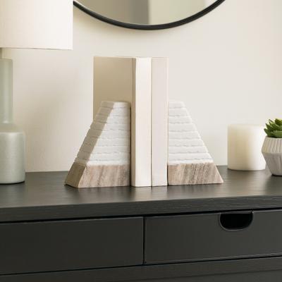 Sagebrook Home "Modern Bookends with Marble Finish for Home or Office Decor - Set of 2, 6"""