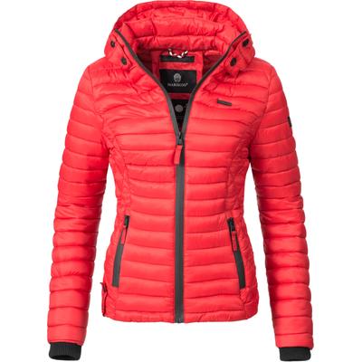 Steppjacke MARIKOO "Samtpfote", Damen, Gr. S (36), rot, Oberstoff: 100% Nylon. Futter: 100% Polyester. Wattierung: 100% Polyester, figurbetont hüftlang, hoch geschlossener Ausschnitt, Ärmel ohne Ärmelschlitz Rippstrickbündchen kontrastfarben, Jacken...