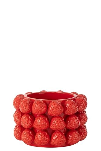 J-Line Keramische Bloempot Aardbeien Rood Medium