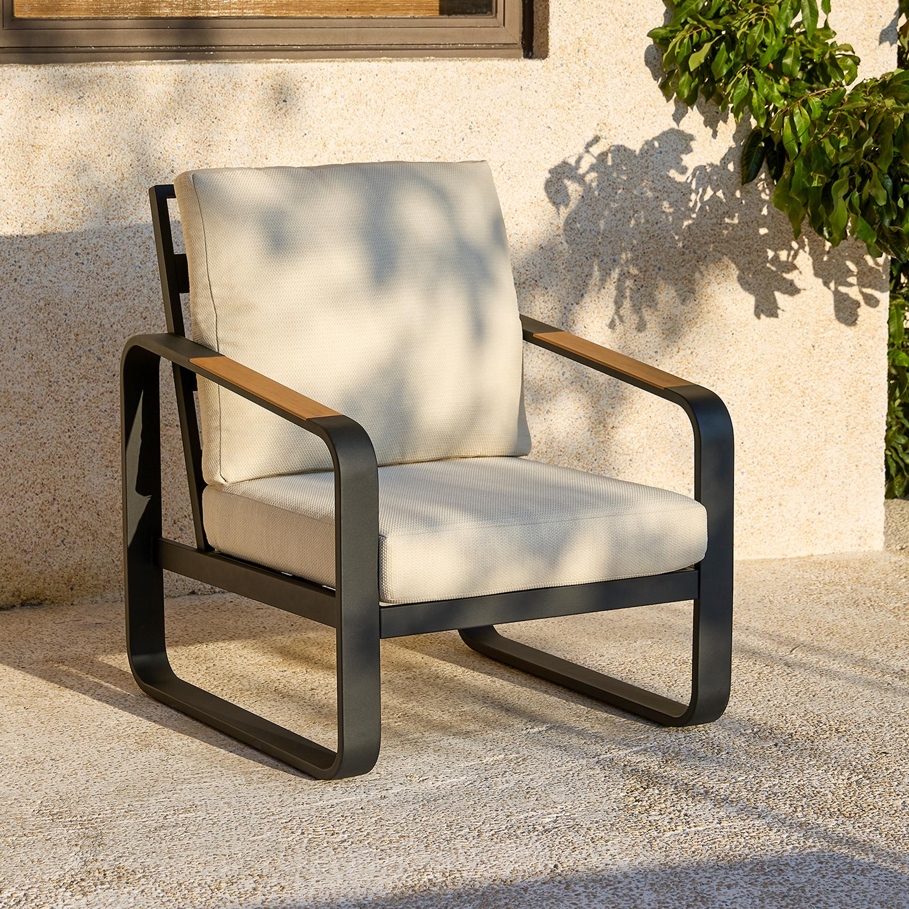 Gartenbank, Sessel - Beige Farbe - Metallrahmen - 1 Sitzplatz - Gartenmöbel für alle Wetterbedingungen
