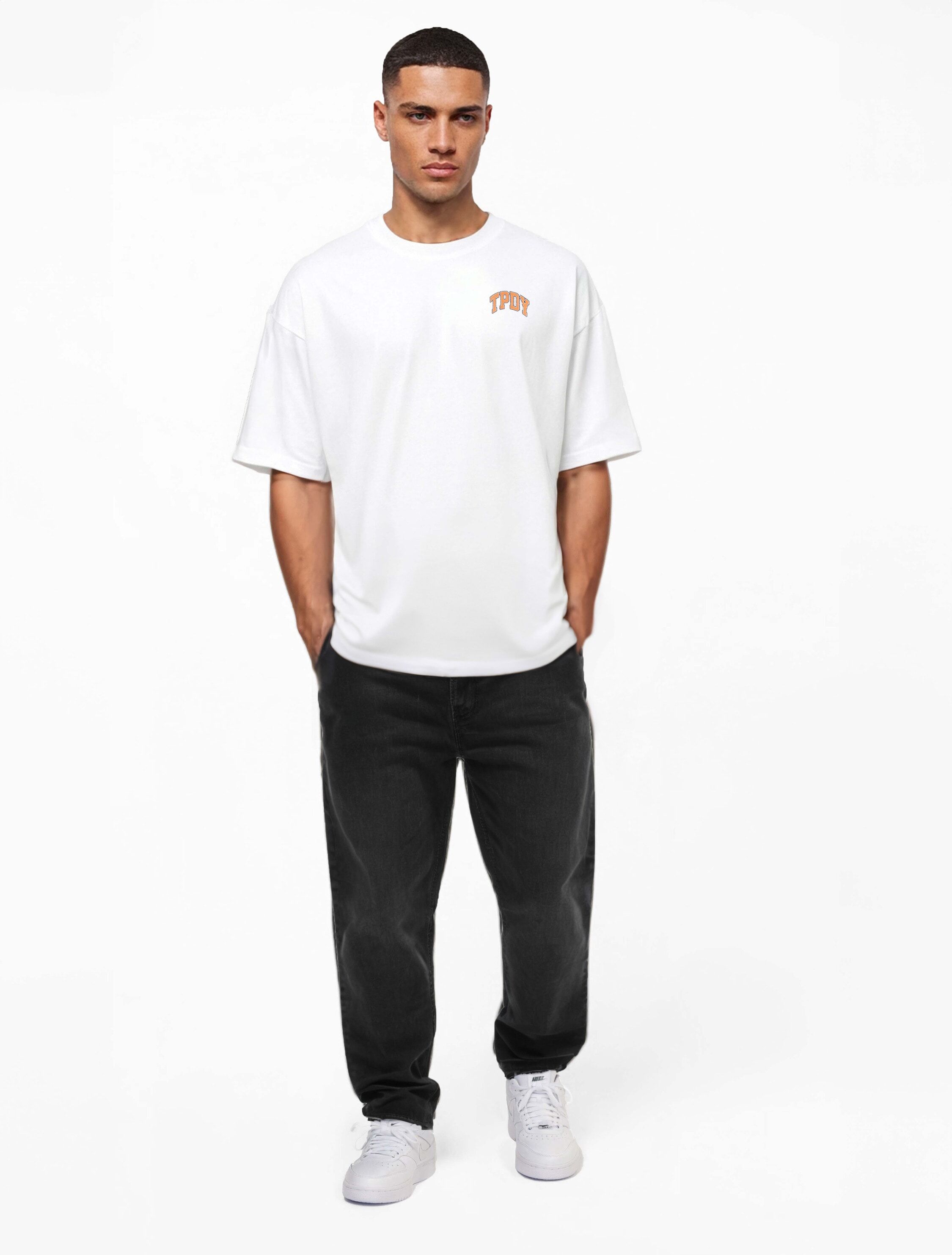 Oversize-Shirt TRUEPRODIGY "Arin Logo Print Oversized Rundhals", Herren, Gr. L, weiß, Obermaterial: 100% Baumwolle CO., Rundhals, Shirts Oversize-Shirt