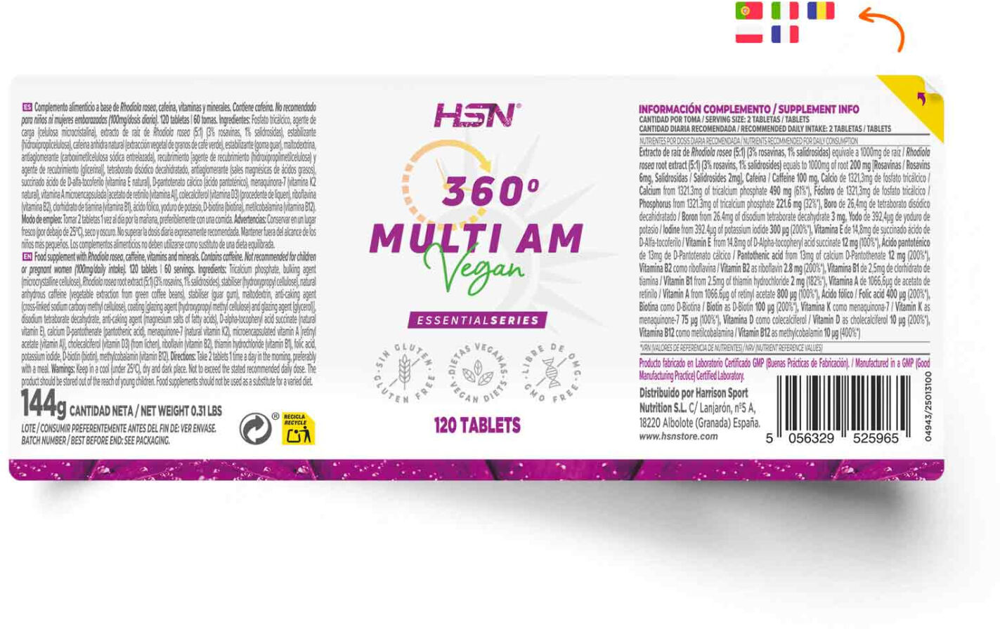 HSN 360º Multi AM (multivitamínico) - 120 tabs - Multivitamínicos - Tabletas - 60  Servicios