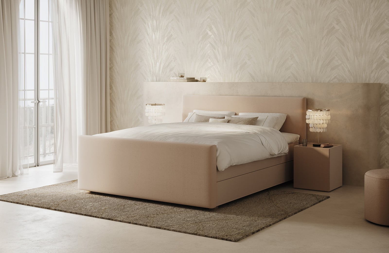Swiss Sense Royal Olympus Boxspring in beige met stoffen bekleding
