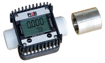 Elektrischer Durchflusszähler K24 für CEMO CUBE Tanks für AdBlue®, Kunststoff, 6-100 l/min, 1" AG, mit Muffe 1" Edelstahl
