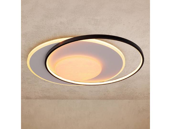 Plafonnier LED 58 x 49cm Blanc/Noir fer, laqué polyester PVC LED Module LED